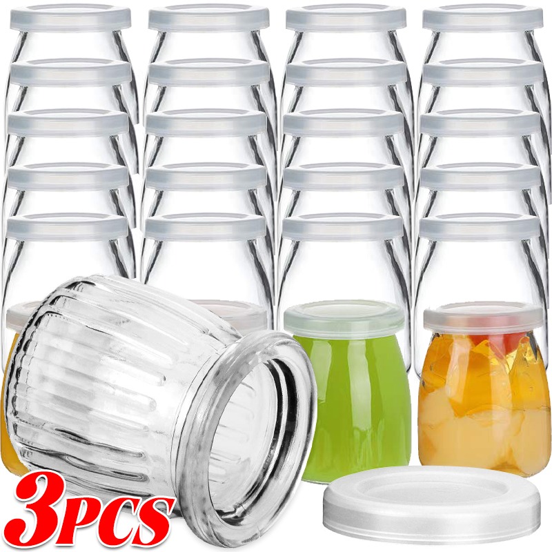 Baby Food Jars Glass - 1/3Pcs Yogurt Jars with PE Lids
