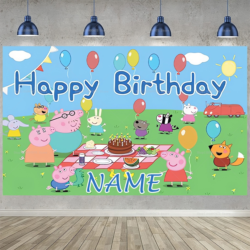 Baby Food Ingredients - Custom Name Cartoon Peppa Pig Backdrops