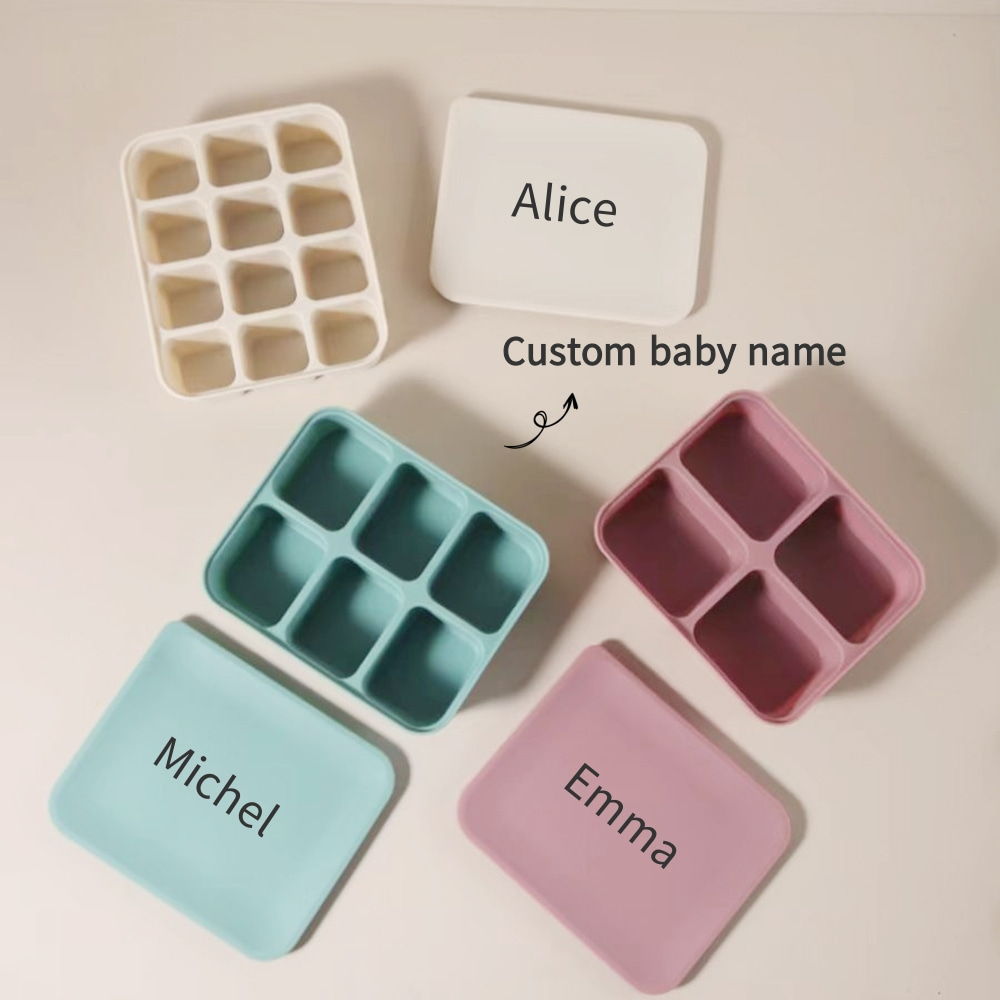 Baby Food Glass Jar - Personalized Baby Food Freezer Tray with