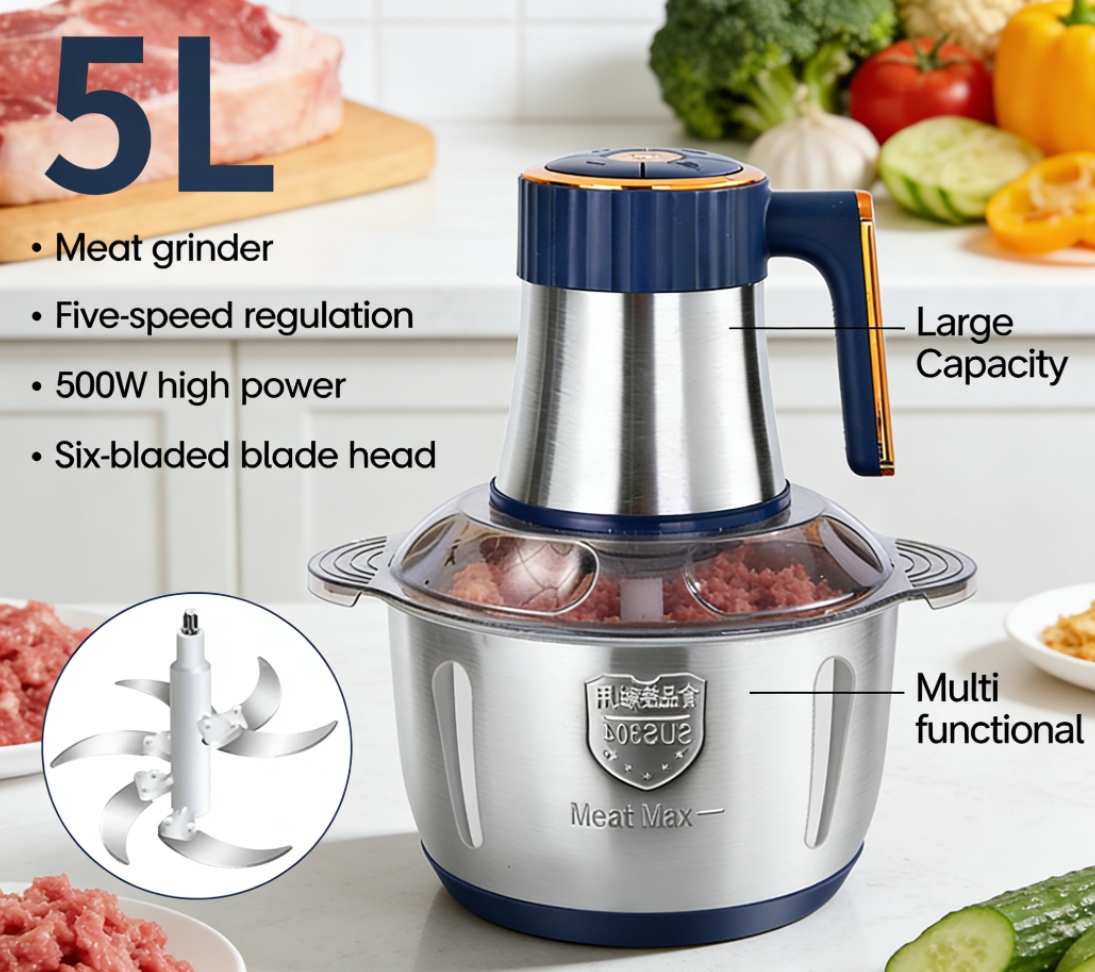 Baby Food Quality - High-quality 5L Stainless Steel Electric Meat