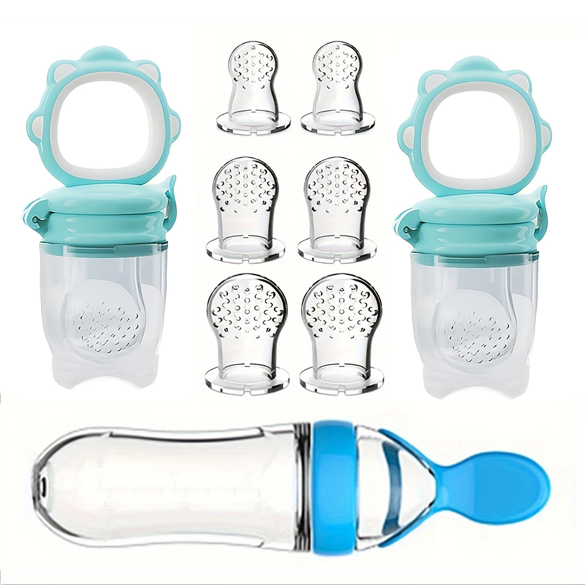 Baby Rice Food - 9pcs Feeding Cutlery: 1 Silicone Feeding
