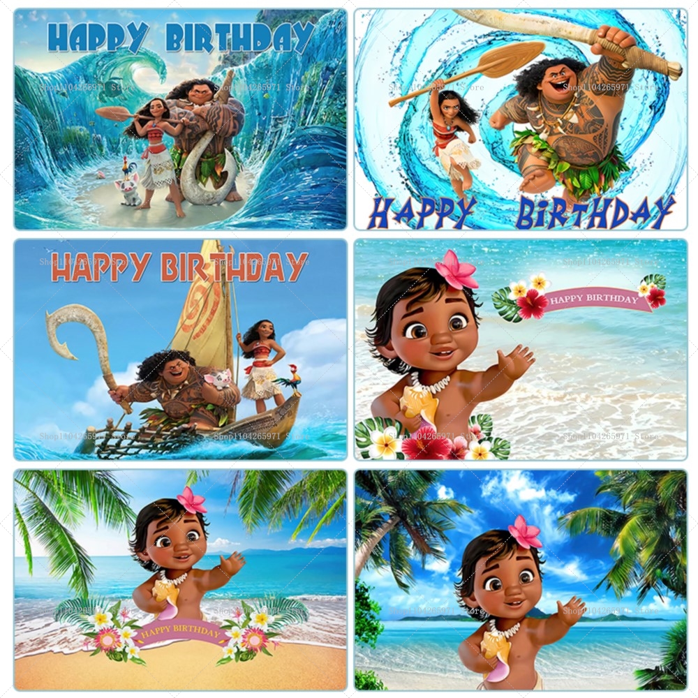 Baby Food Ingredients - Baby Moana Theme Summer Birthday Backdrop
