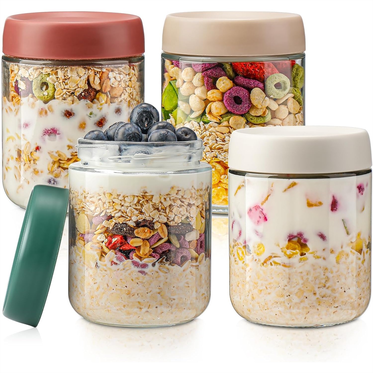Baby Food Jars Glass - Glass Overnight Oats Containers with Lids,