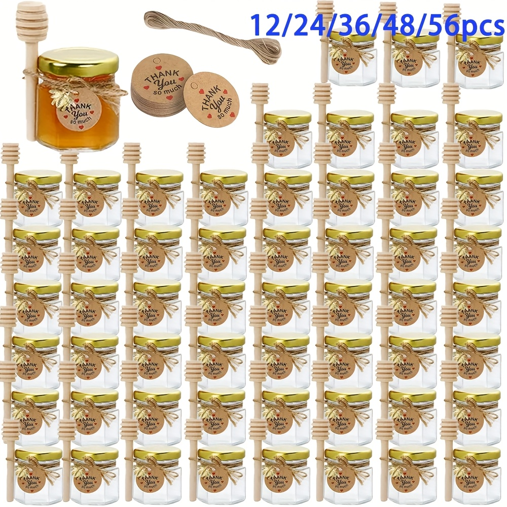 Baby Food Jars Glass - 1.5oz, Hexagonal Mini Glass Honey Jars