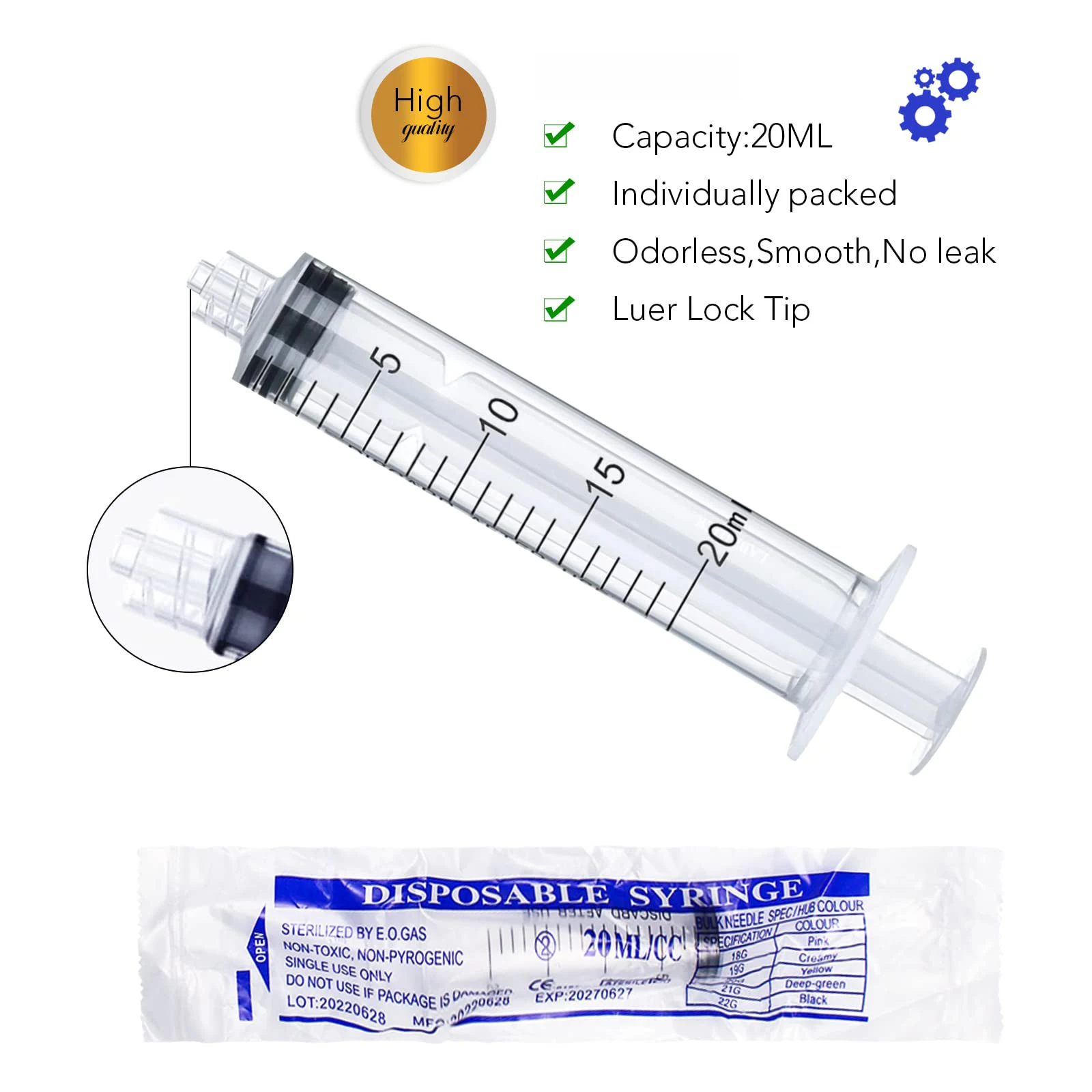 10-50Pcs 20ML Luer Lock Syring - Baby Food Allergy Rash recensie en prijs