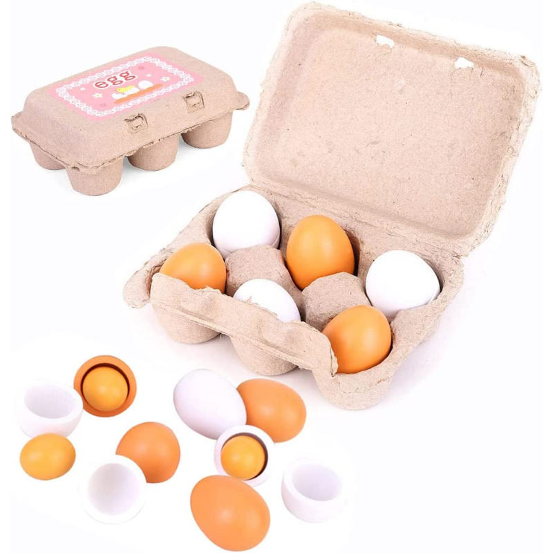 6Pcs Wooden Eggs Toy Kids Kitc - Baby Food Cooking Set recensie en prijs