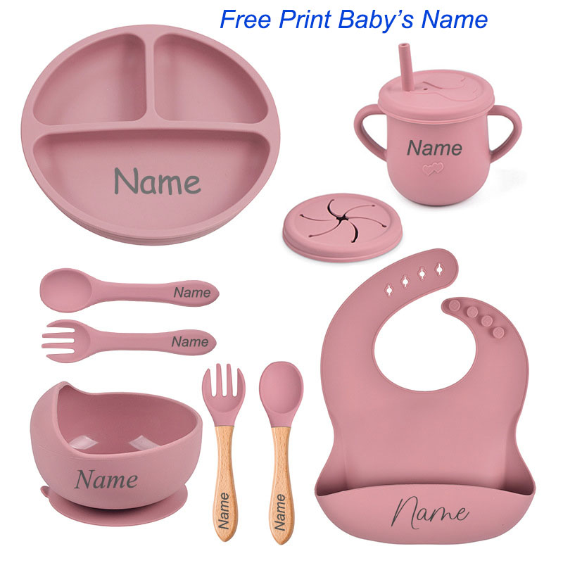 8Pcs Silicone Tableware Set Pe - Baby Food Logo recensie en prijs