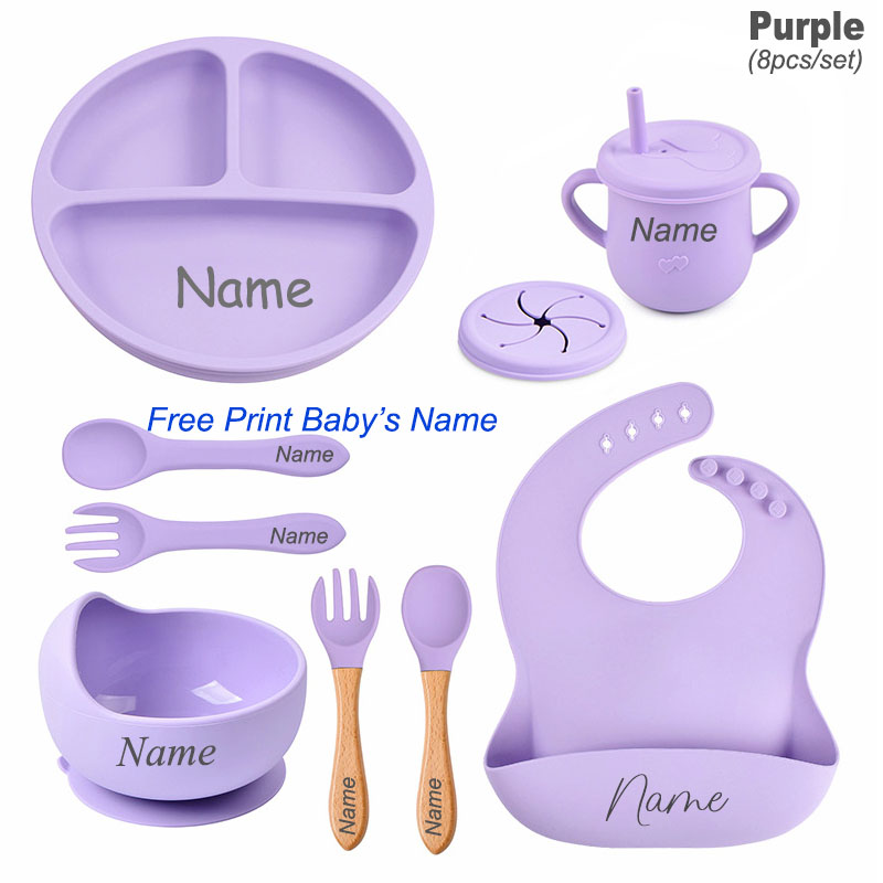 8Pcs Silicone Tableware Set Pe - Baby Food Logo recensie en prijs