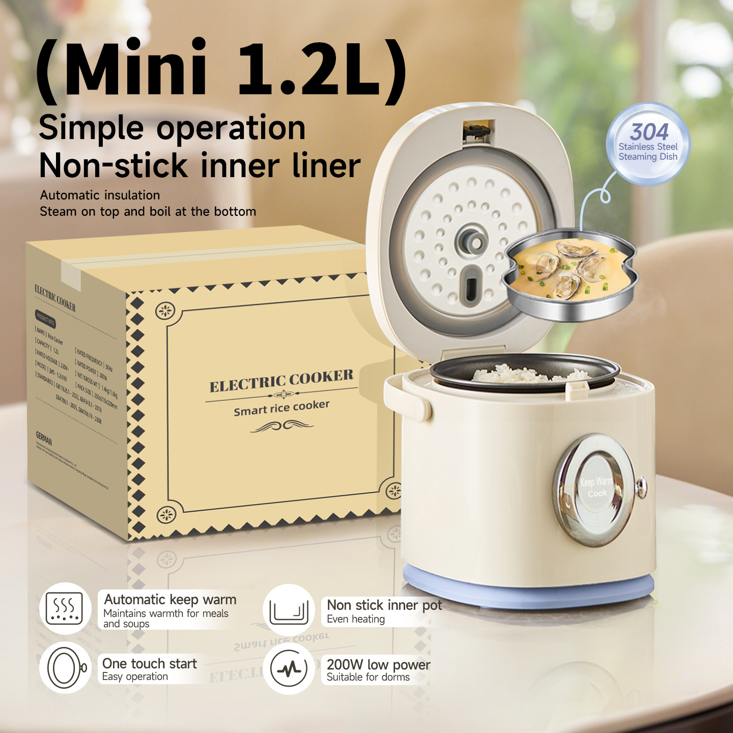 Electric Rice Cooker 1.2L Mini - Baby Rice Food recensie en prijs
